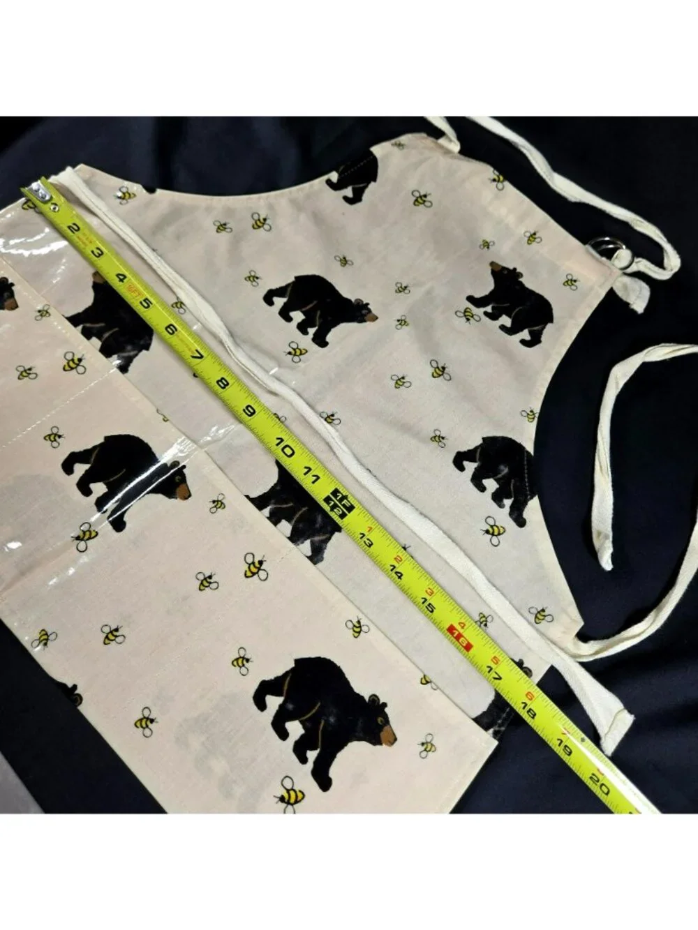 Now Designs Bear & Bee Print YOUTH Apron Cotton w PVC Coating Adjustable Pockets